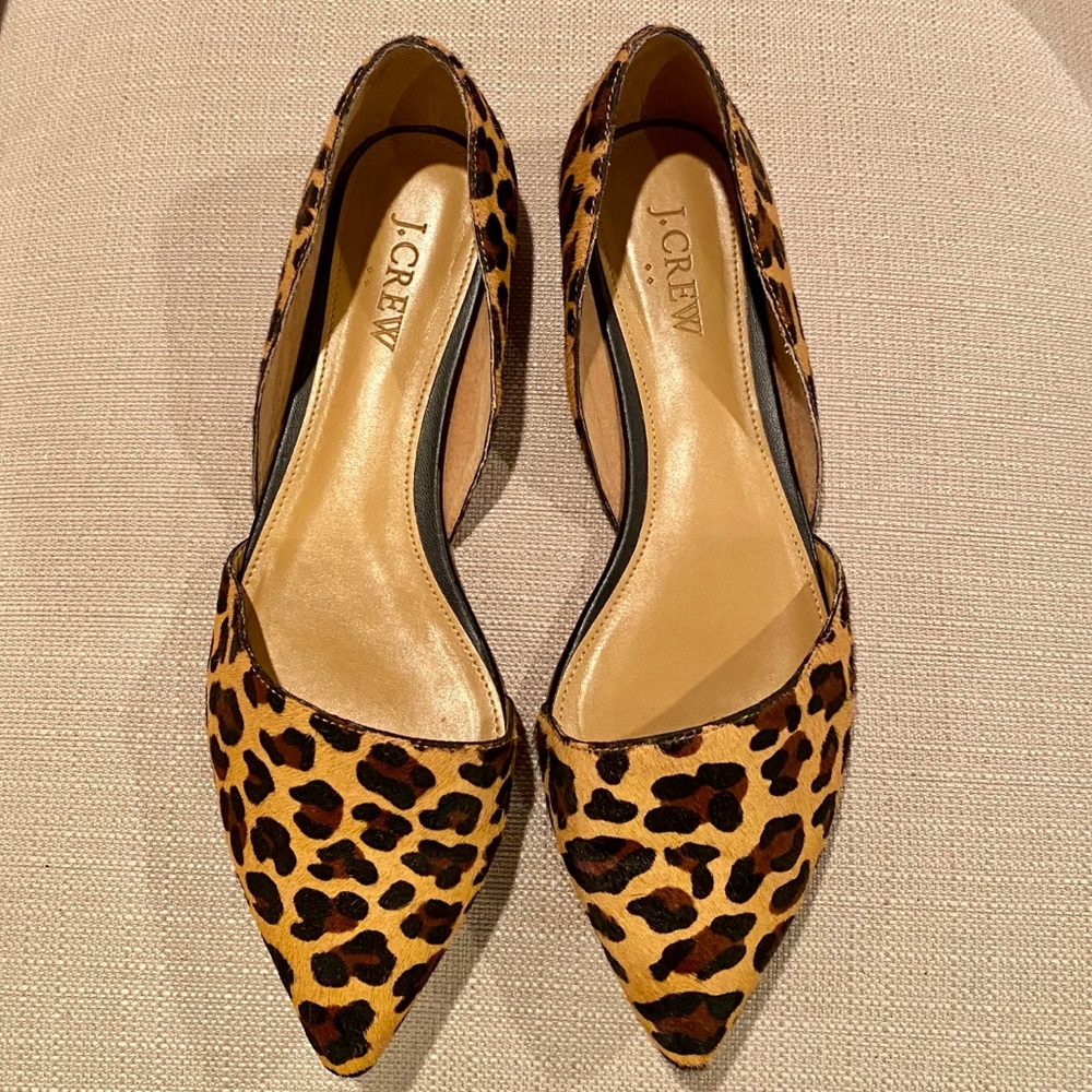 J. Crew D’Orsay Calf Hair Leopard Flats